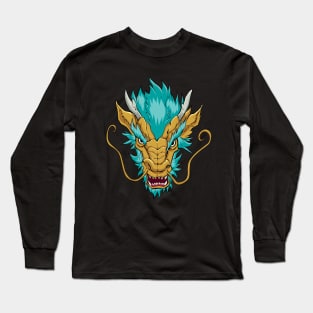 Chinese Dragon Head Gold Long Sleeve T-Shirt